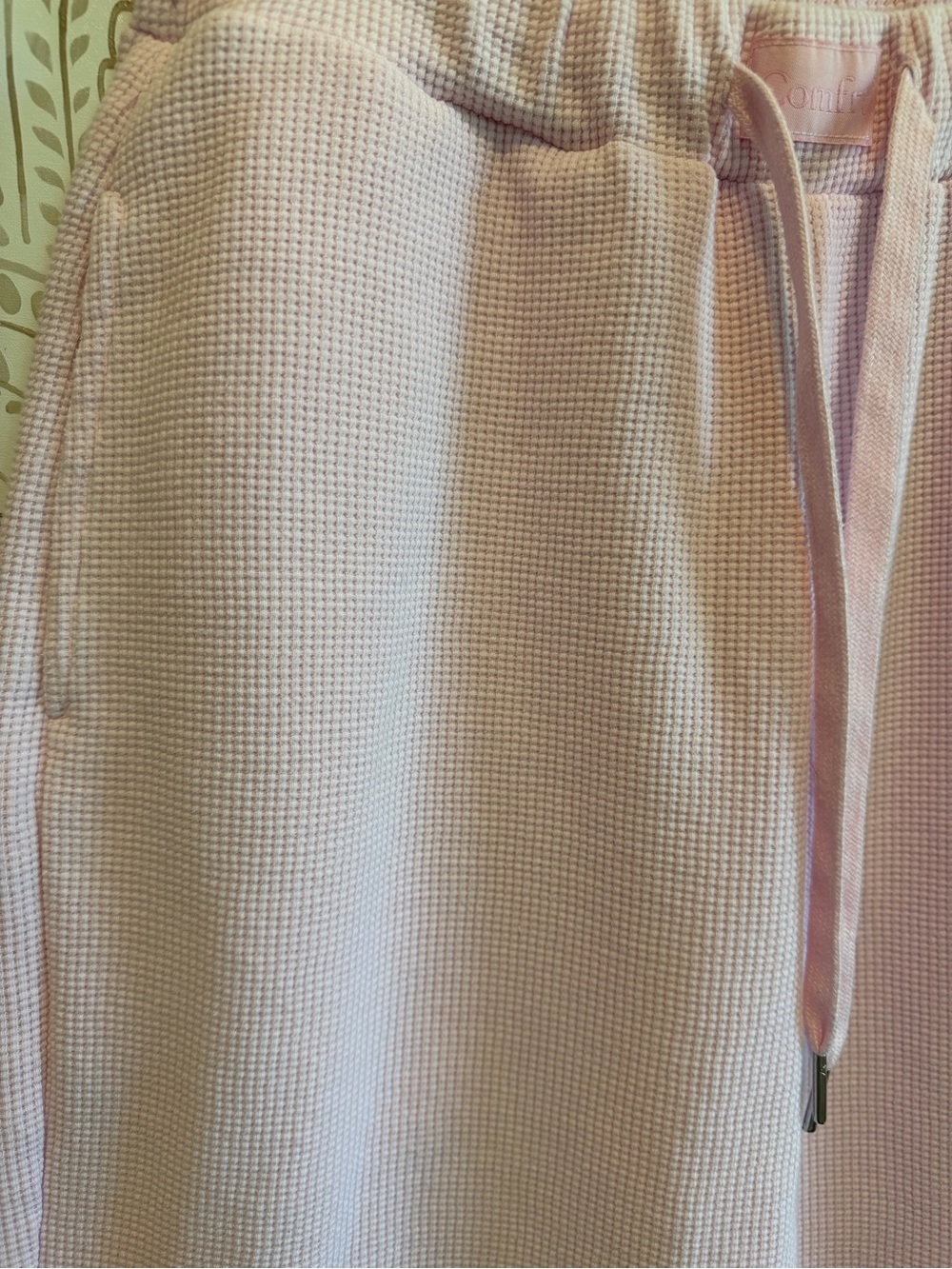 Comfrt Large Light / Baby Pink Waffle Knit Wide Leg Sweatpants - Picture 4 of 8